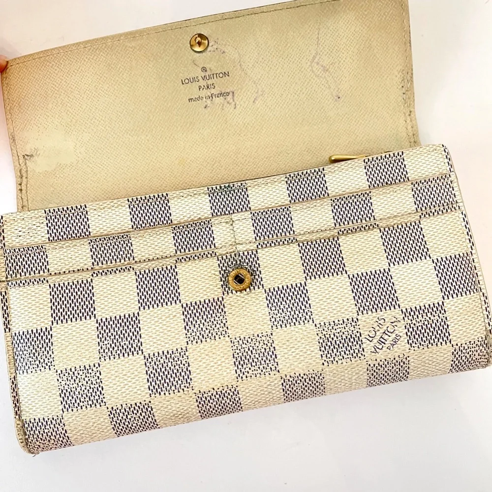 Louis Vuitton Damier Azur Sarah Wallet PorteFeuille LV Canvas - Picture 5 of 16